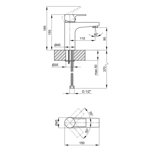 Смеситель для умывальника Qtap Labe 1020107C