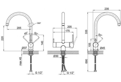 Смеситель для кухни Qtap Kuchyne 92102UC