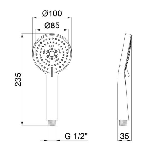Лейка для ручного душа Qtap Rucni A100O5PCW