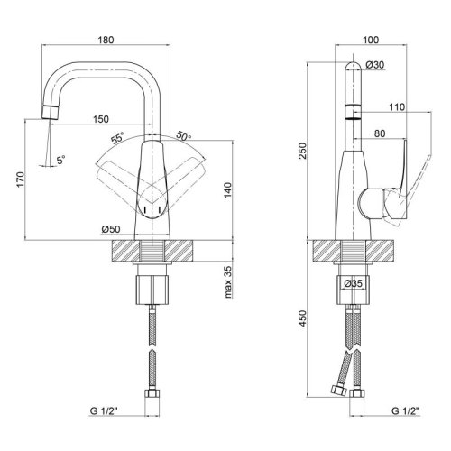 Смеситель для умывальника Qtap Terezin 9024101FC
