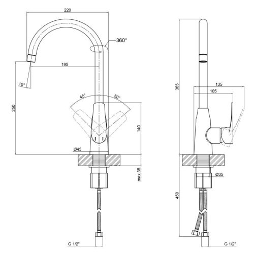 Змішувач для кухні Qtap Terezin 9024101UC