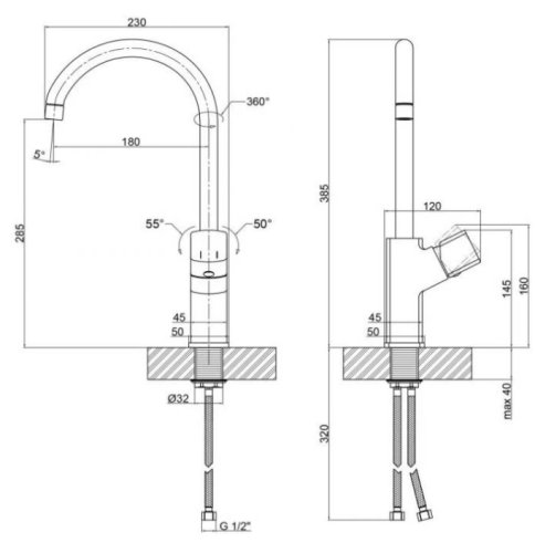 Смеситель для кухни Qtap Krychle 9050104UC