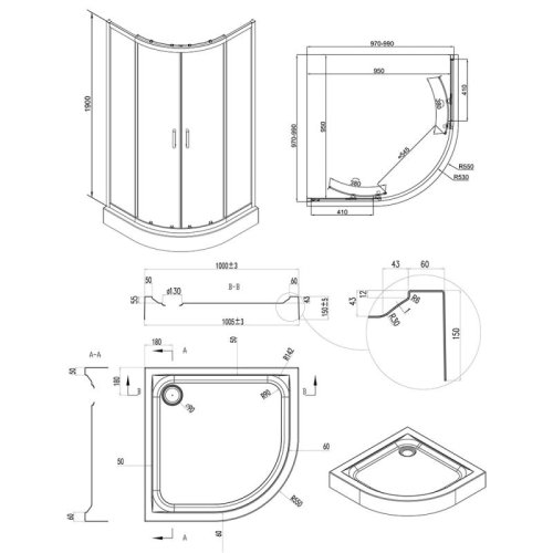 Набор Q-tap душевая кабина Taurus CRM1011AC6 Clear + поддон Uniarc 301115 (TAUCRM1011AC6UNIA301115)