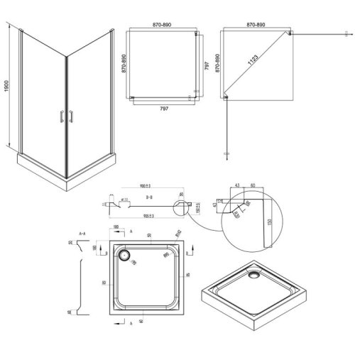 Набір Q-tap душова кабіна Gemini CRM1099SC6 Clear + піддон Unisquare 309915 (GEMCRM1099SC6UNIS309915)