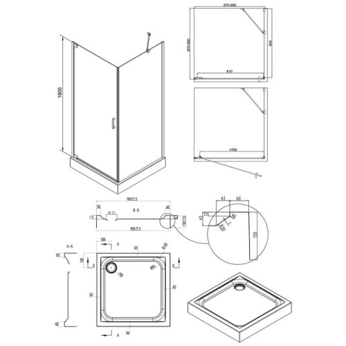 Набор Q-tap душевая кабина Aquarius CRM1099SC6 Clear + поддон Unisquare 309915 (AQUACRM1099SC6UNIS309915)