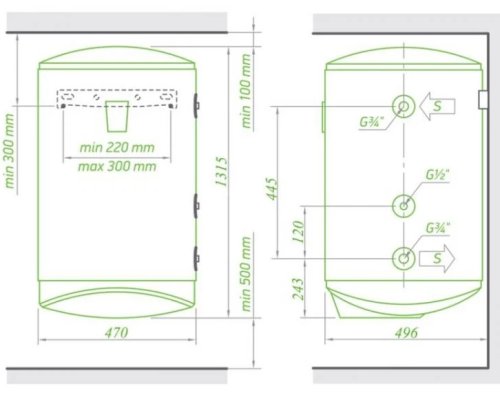 Комбинированный водонагреватель Tesy Modeco 150 л, сухой ТЭН 2х1,2 кВт (GCV11SO1504724DC21TS2RCP) 303563