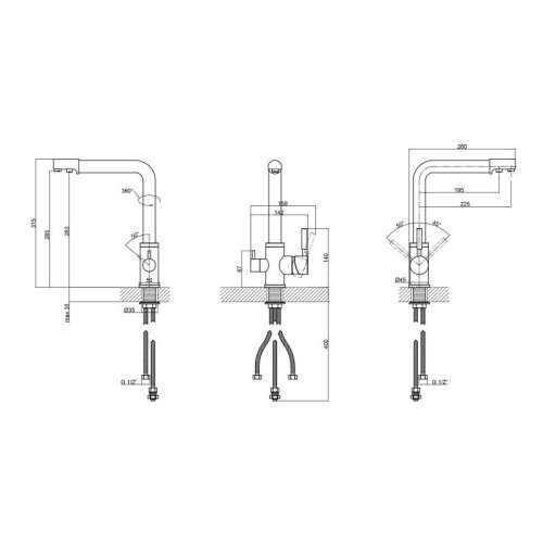 Смеситель для кухни под фильтр Lidz (BLA) Over 38 020
