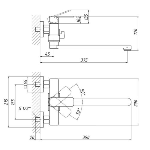 Смеситель для ванны Qtap Namesti 3225102GC
