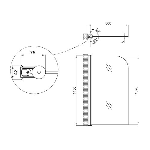 Штора на ванну Lidz Brama SS80x140L.CRM.FR Frost