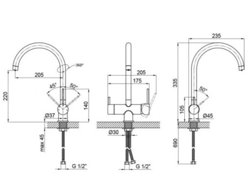 Смеситель для кухни с фильтром Qtap Kuchyne 92102FC