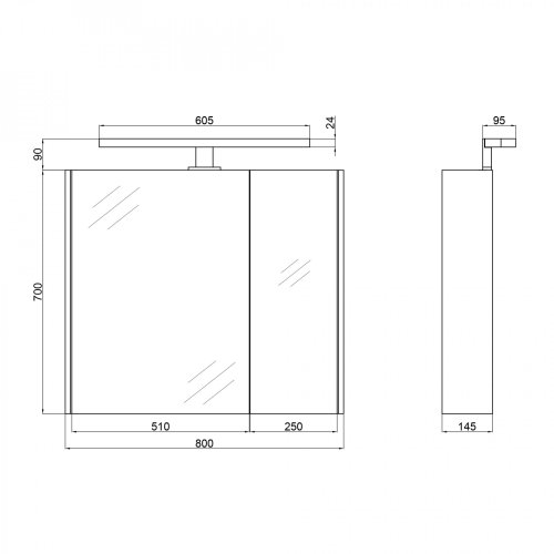 Дзеркальна шафа підвісна Qtap Albatross з підсвічуванням QT0177ZP800LW
