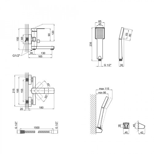 Смеситель для ванны Lidz (CRM) 21 45 006-1 New