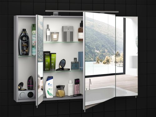 Зеркальный шкаф SANWERK Everest 100 серый 3F, без подсветки