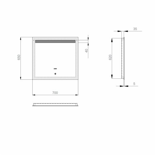 Дзеркало SANWERK Lava DeLuxe 70x65 LED 2835 W-W