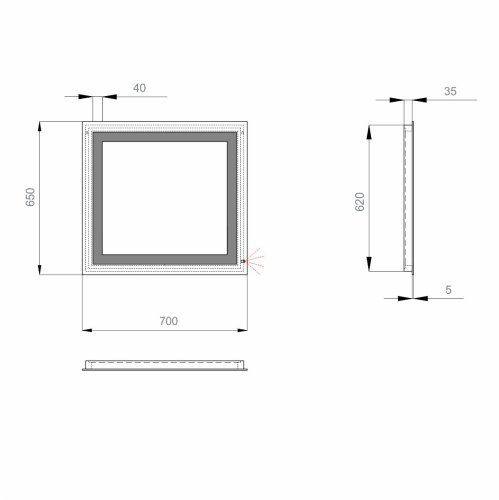 Зеркало SANWERK Lava Kvadra 70x65 LED 2835IR W