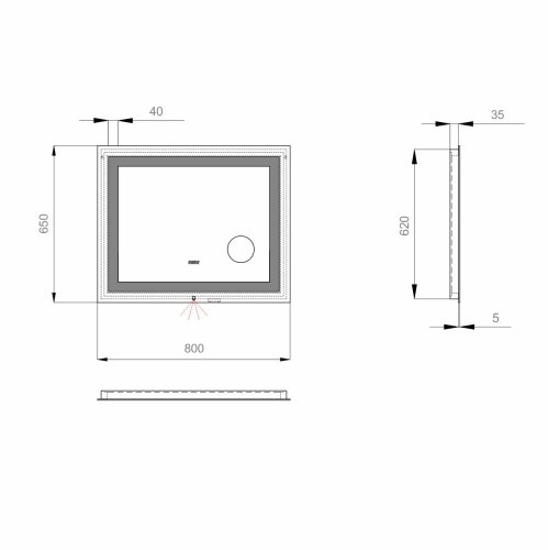Зеркало SANWERK Ultra Mega 80x65 LED 2835IR WWS