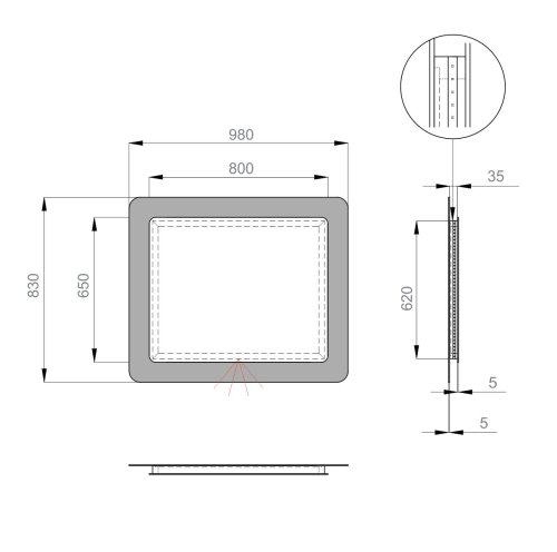 Дзеркало SANWERK Ultra Cosmo White 98x83 LED 2835IR W