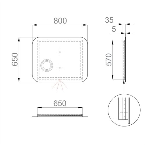 Зеркало SANWERK Ultra Oko 80x65 LED 2835IR W-0-S