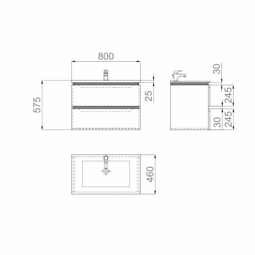 Тумба с умывальником SANWERK Amata Air 80 Белый Меркурий 2F