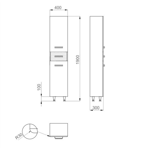 Пенал SANWERK Sierra 40 Белый с корзиной R 3F K