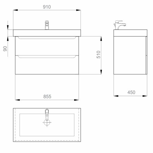 Тумба з умивальником SANWERK Era Air 90 Білий Принц 2F
