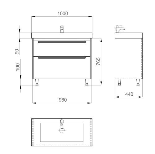 Тумба з умивальником SANWERK Greta 100 Білий Принц 2F