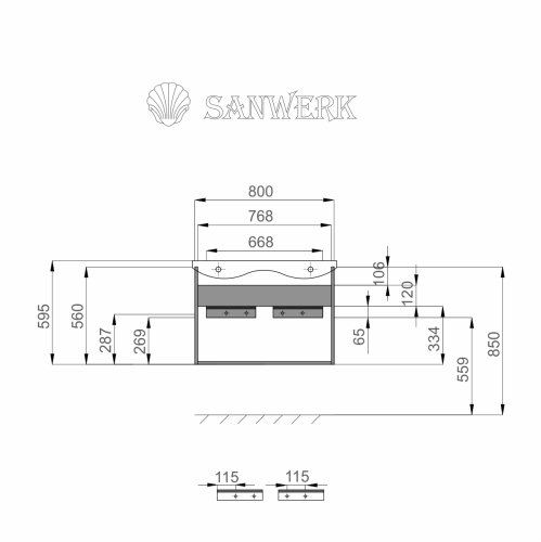 Тумба с умывальником SANWERK Alessa Air 70 Белый Канте 2F