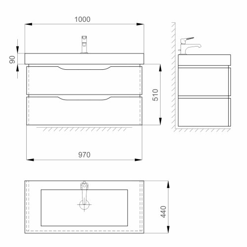 Тумба с умывальником SANWERK Alessa Air 100 Белый Принц 2F