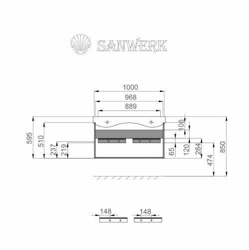Тумба с умывальником SANWERK Alessa Air 90 Венге Принц 2F