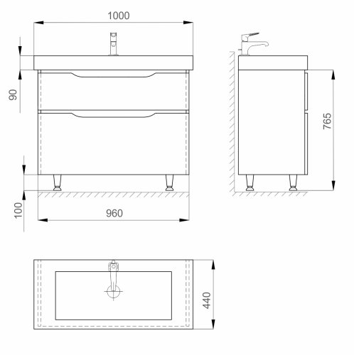 Тумба с умывальником SANWERK Liga 100 Мессина Принц 2F