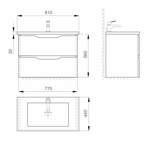 Тумба з умивальником SANWERK Liga Air 80 Мессина Канте 2F