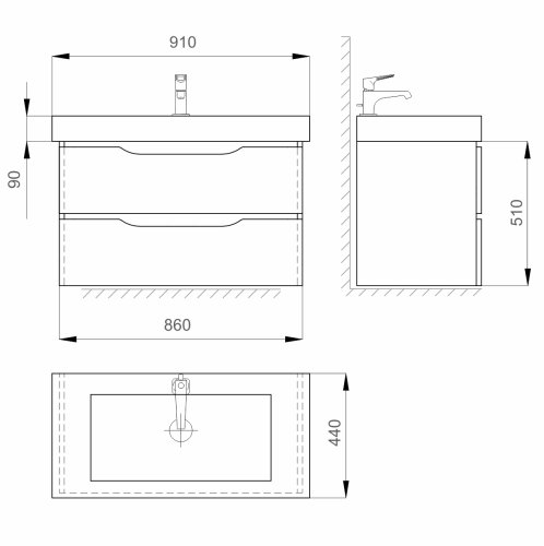 Тумба с умывальником SANWERK Liga Air 90 Мессина Принц 2F