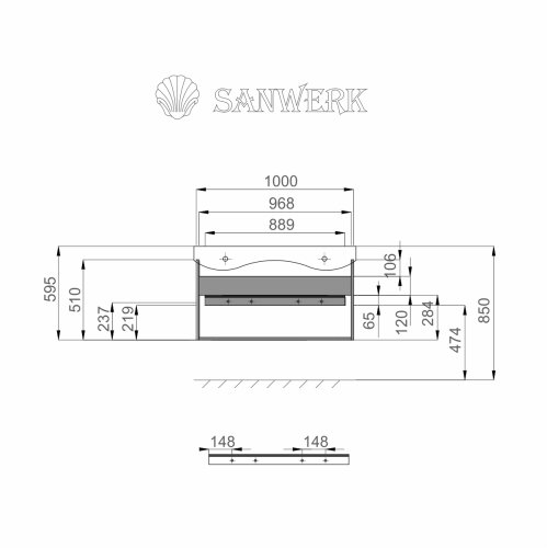 Тумба с умывальником SANWERK Liga Air 90 Мессина Принц 2F