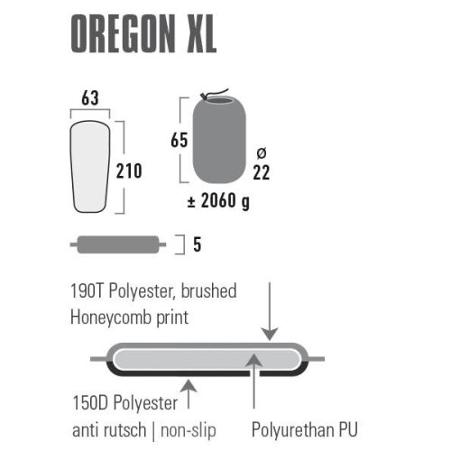 Коврик самонадувающийся High Peak Oregon XL 5 cm Citronelle (41126)