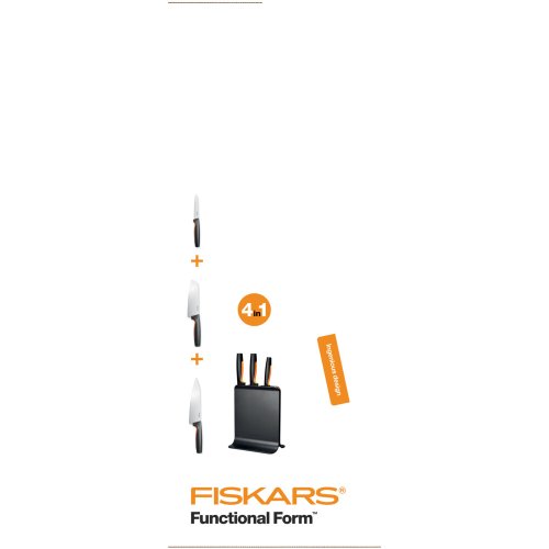Набор ножей с черной подставкой Fiskars FF, 3 шт.