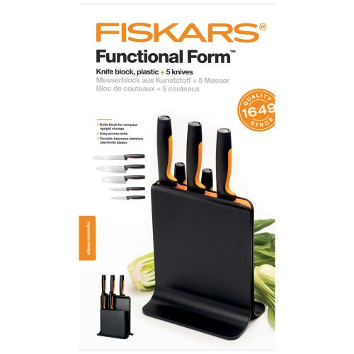 Набор ножей с черной подставкой Fiskars FF, 5 шт.