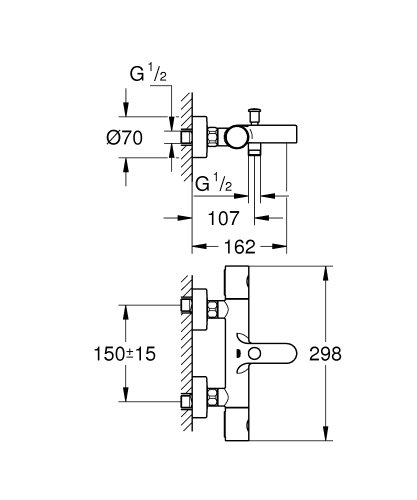 Смеситель для ванны Grohe Grohtherm 800 Cosmopolitan 34766000