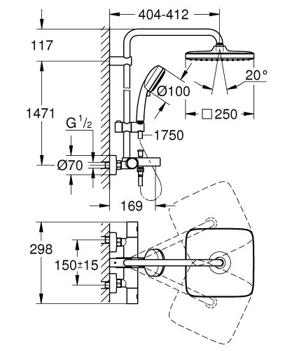 Душевая система Grohe Tempesta Cosmopolitan System 250 Cube 26691000