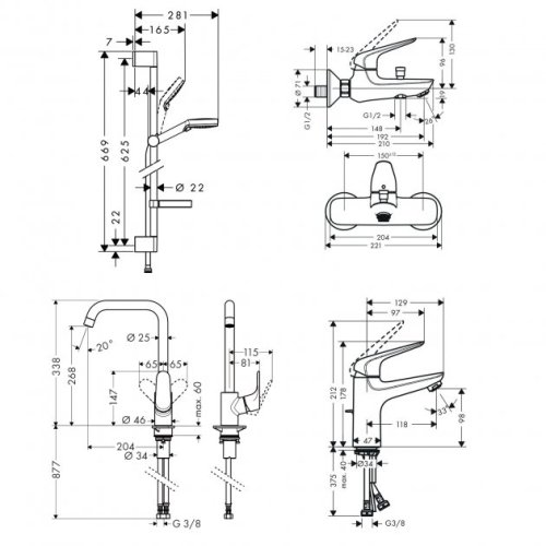 Набор смесителей Hansgrohe Novus 1162019