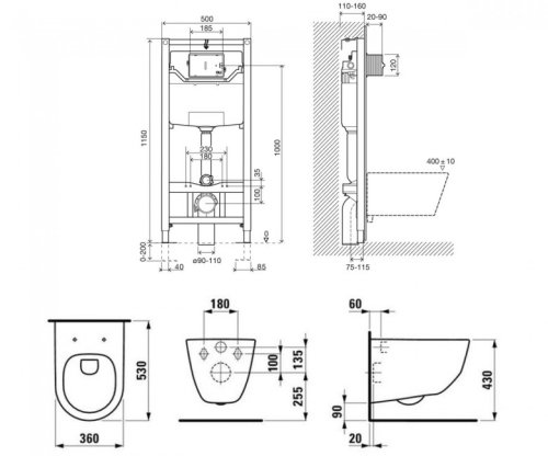 Унитаз + инсталляция LAUFEN PRO H8669570000001+i8120