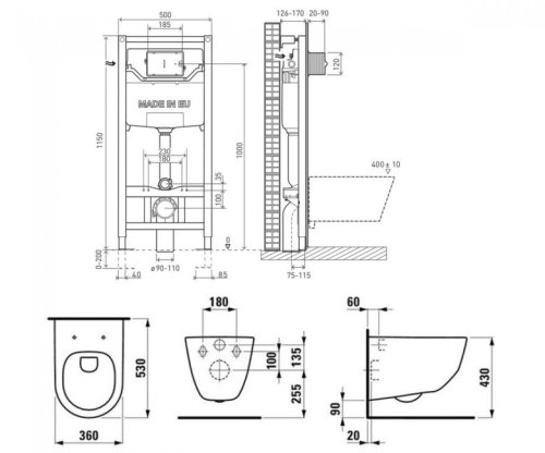 Унитаз + инсталляция LAUFEN PRO H8669570000001+201010