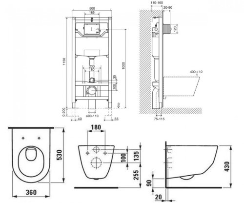 Унитаз + инсталляция LAUFEN PRO H8619570000001+i8120