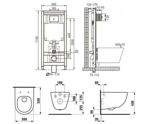 Унитаз + инсталляция LAUFEN PRO H8669570000001+141515