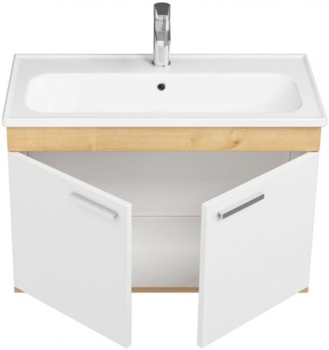 Комплект мебели RJ First 80 с тумбой и умывальником + зеркало 74х50 белый RJ20800WO