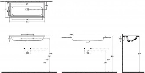 Комплект мебели RJ First 80 с тумбой и умывальником + зеркало 74х50 белый RJ20800WO