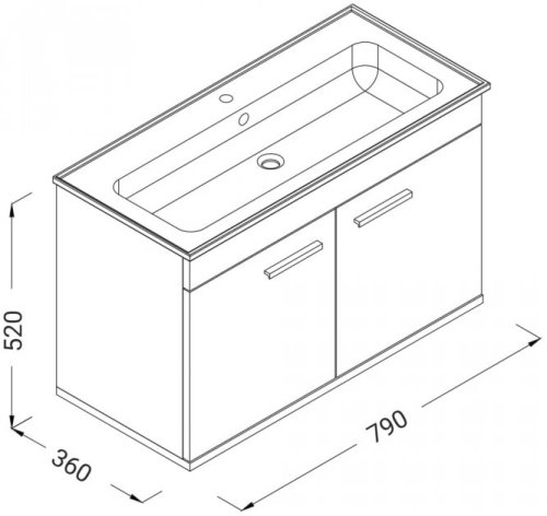 Комплект мебели RJ First 80 с тумбой и умывальником + зеркало 74х50 белый RJ20800WO