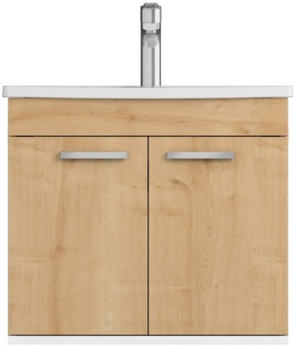 Комплект меблів RJ First 60 з тумбою й умивальником + дзеркало 54х50 білий/дуб RJ20600OK