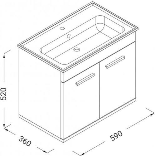 Комплект меблів RJ First 60 з тумбою й умивальником + дзеркало 54х50 білий/дуб RJ20600OK