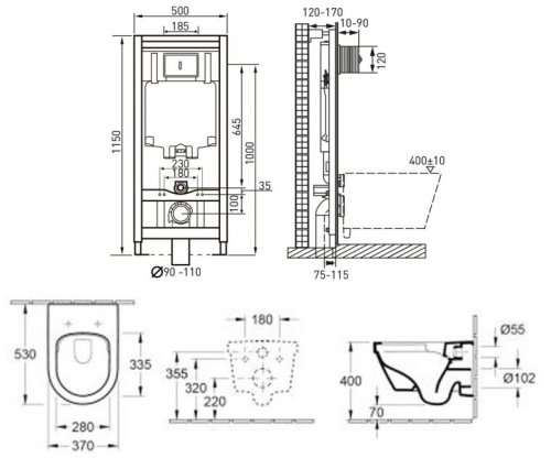 Унитаз + инсталляция Villeroy&Boch Architectura Directflush 4694HR01+141515