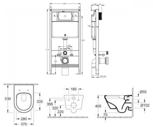 Унитаз + инсталляция Villeroy&Boch Architectura New 4694HR01+212010